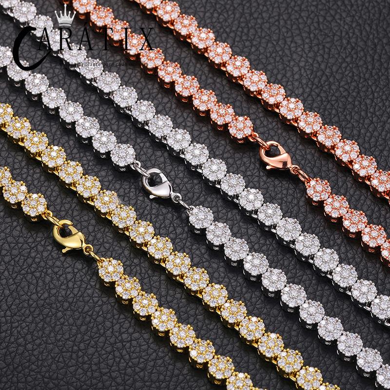 CARÁTIX Plum Blossom Tennis Chain | 3A+ CZ Iced Out Hip Hop Necklace for Men & Women (8mm)