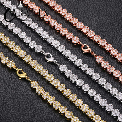 CARÁTIX Plum Blossom Tennis Chain | 3A+ CZ Iced Out Hip Hop Necklace for Men & Women (8mm)