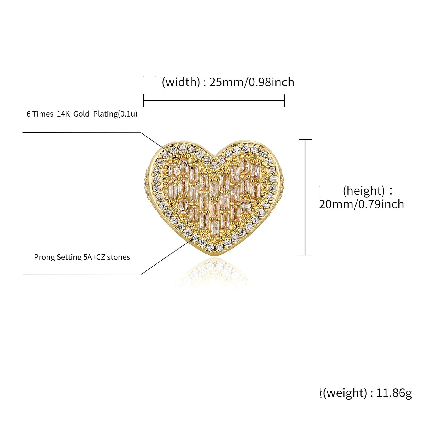 Iced Out Heart Ring for Men & Women | Full Pave Zirconia Band | Caratix