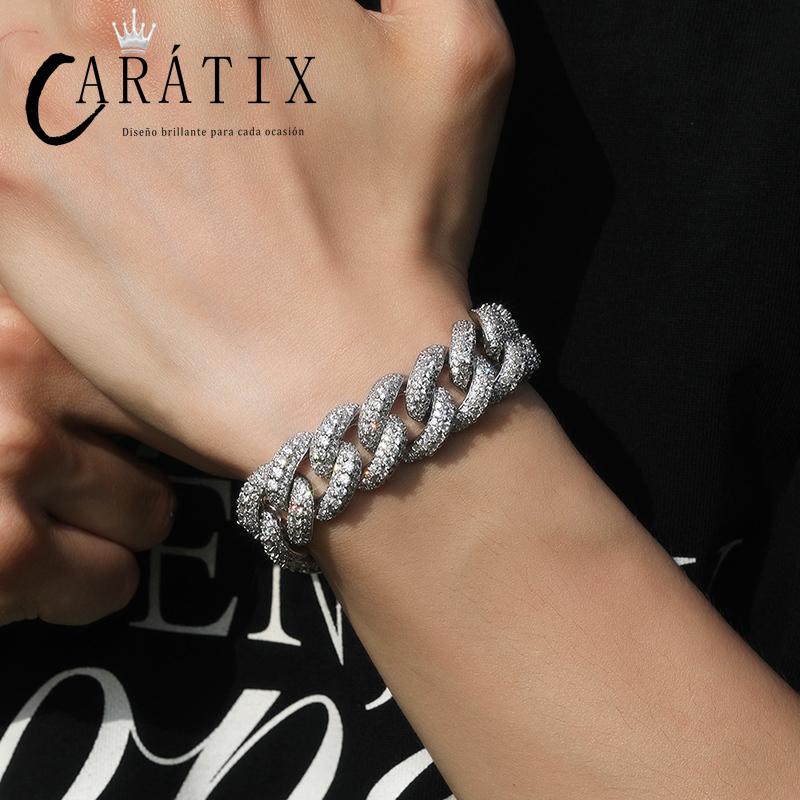 CARÁTIX 18mm Cuban Chain Set | 5A+ CZ Iced Out Hip Hop Necklace & Bracelet for Men