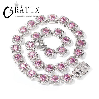 CARÁTIX - Hip Hop 3A+ CZ Stone Paved Bling Iced Out 12.5mm Tennis Link Chain Bracelets Necklaces for Men Women Unisex Rapper Jewelry Valentine's Day Gift for Men & Girls & Boys Mothers' Day Gift #Springtok