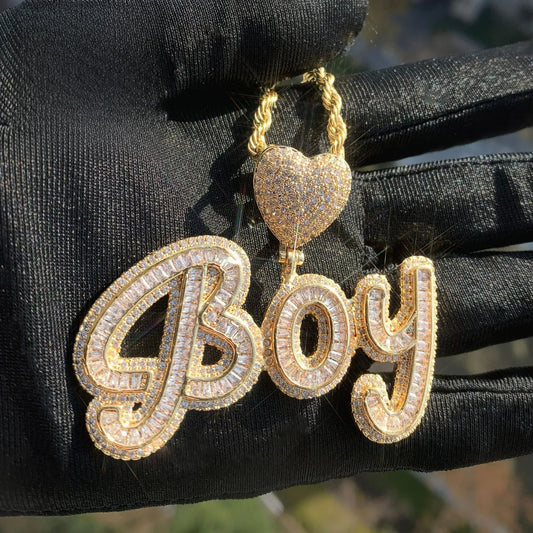 Letter Pendant with Heart Clasp | DIY Hip Hop Initial Necklace for Couples - CaratixJewelry