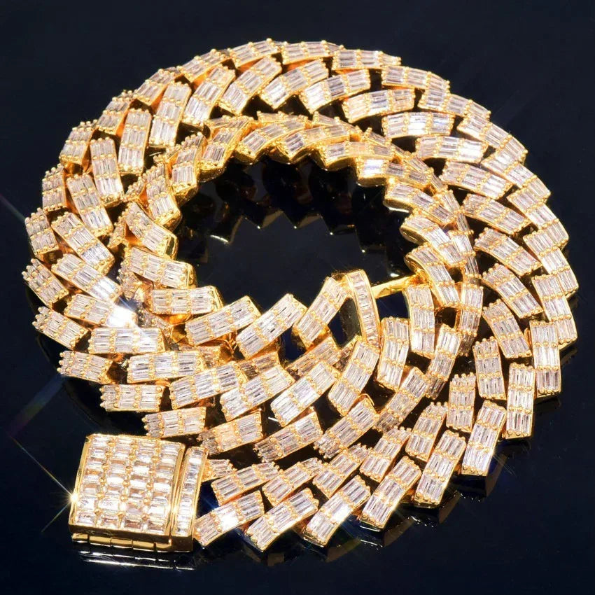 15mm Full Step Cut Cuban Chain Necklace & Bracelet - CaratixJewelry