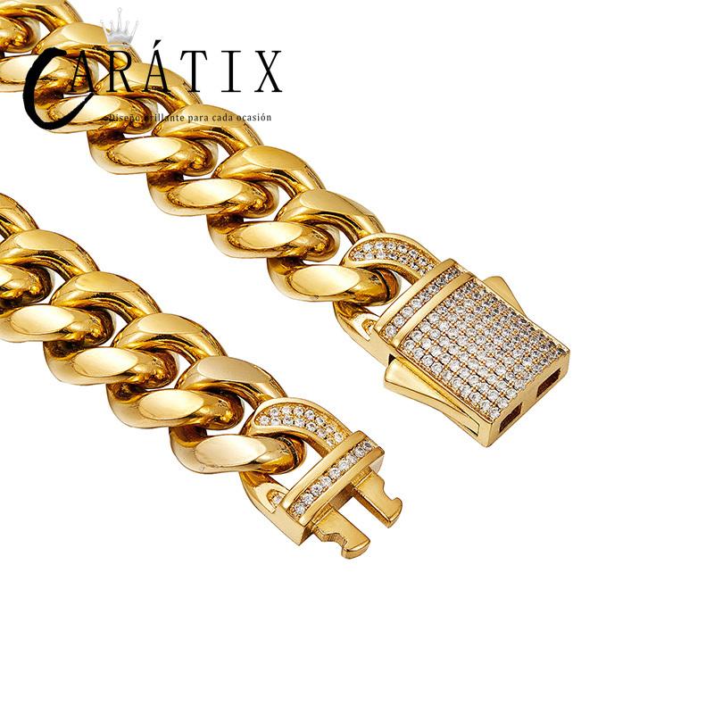 CARÁTIX 6–14mm Stainless Steel Cuban Chain | CZ Zircon Heavy Hip Hop Necklace for Men