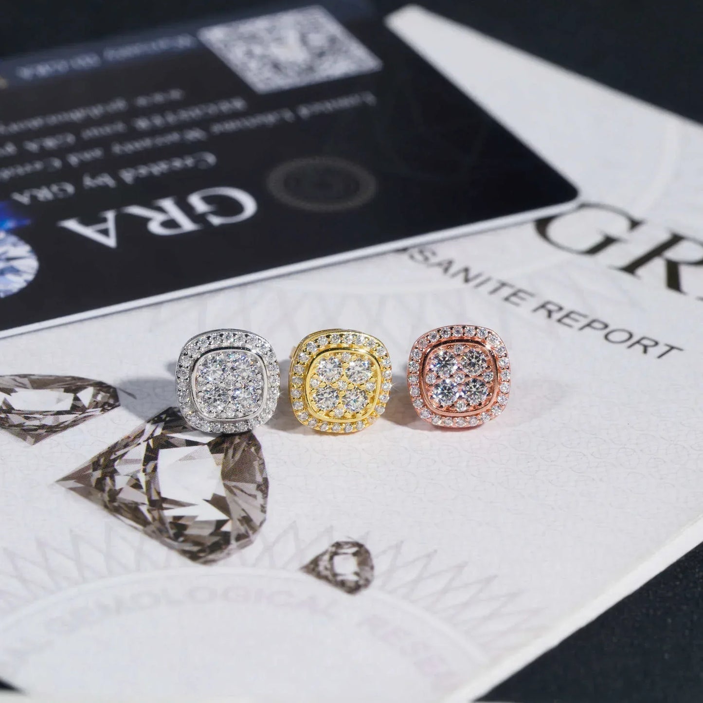 S925 Silver Round Moissanite Stud Earrings Unisex Classic Style - CaratixJewelry