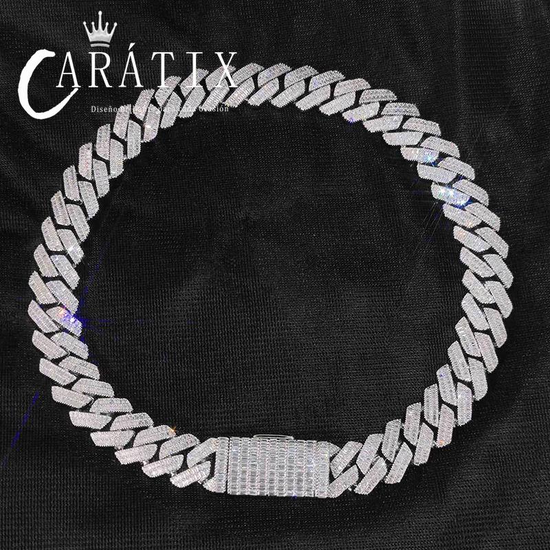 CARÁTIX 20mm Iced Out Cuban Link Chain Necklace – 5A+ CZ Rhombus Hip Hop Bling Jewelry for Men | Rapper Gift