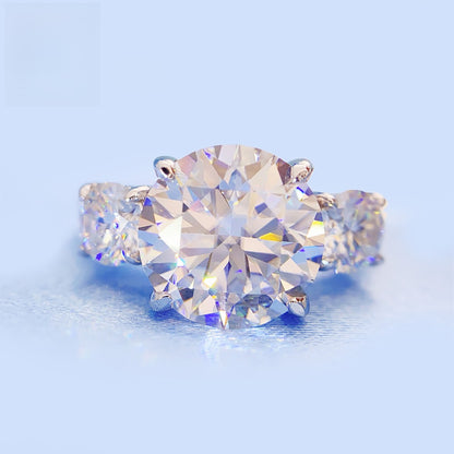 Large 4 Carat Moissanite Ring S925 Silver | 10mm D Color VVS1 Solitaire | Caratix