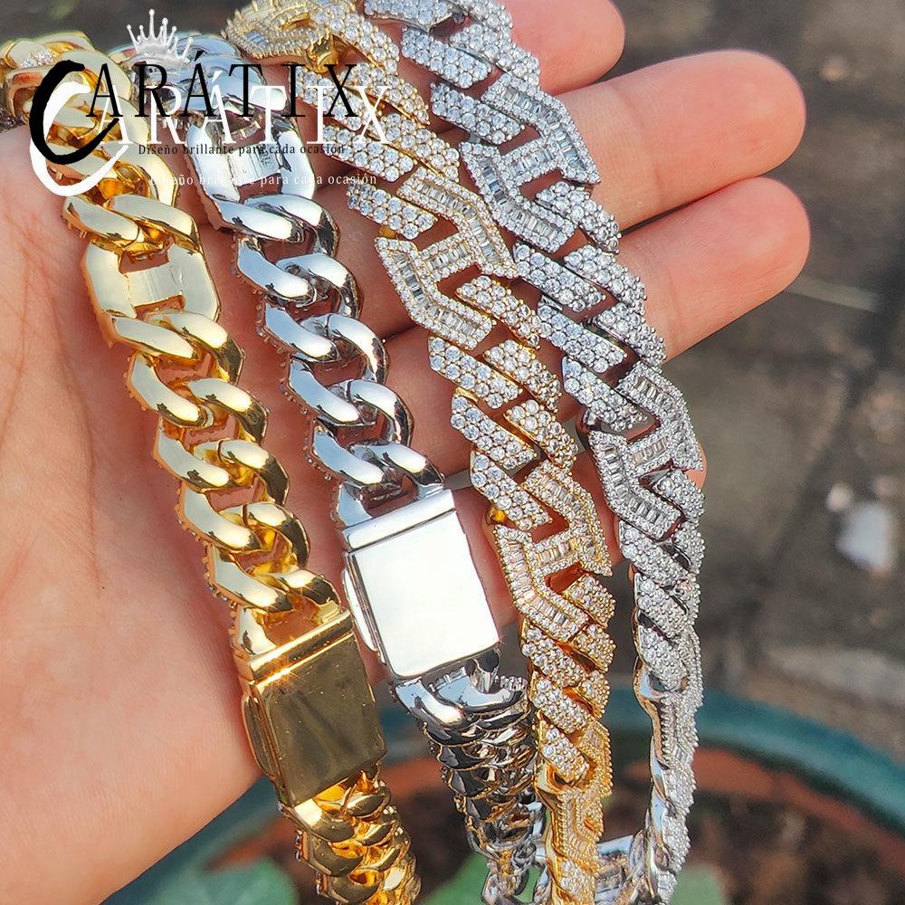 CARÁTIX Chunky Rhombus Cuban Link Chain Necklace – Micro Pave Iced Out Zircon Pig Nose Hip Hop Jewelry for Men & Women | Gift