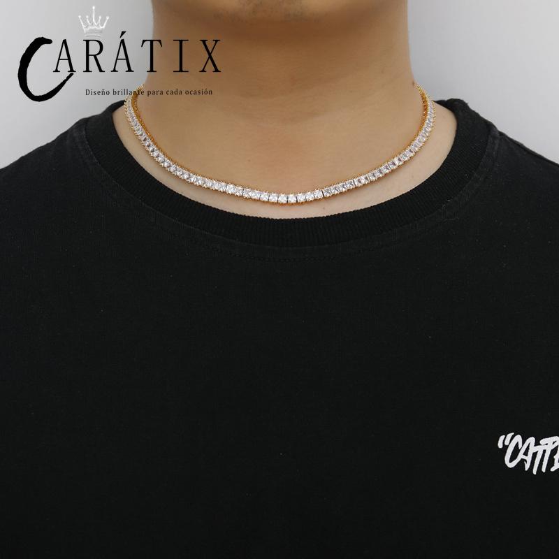 CARÁTIX - Hip Hop 4*4mm Square CZ Stone Bling Iced Out Tennis Link Chain Bracelet for Men Women Rapper Jewelry Golden Silver Color Valentine's Day Gift for Men & Girls & Boys Mothers' Day Gift #Springtok