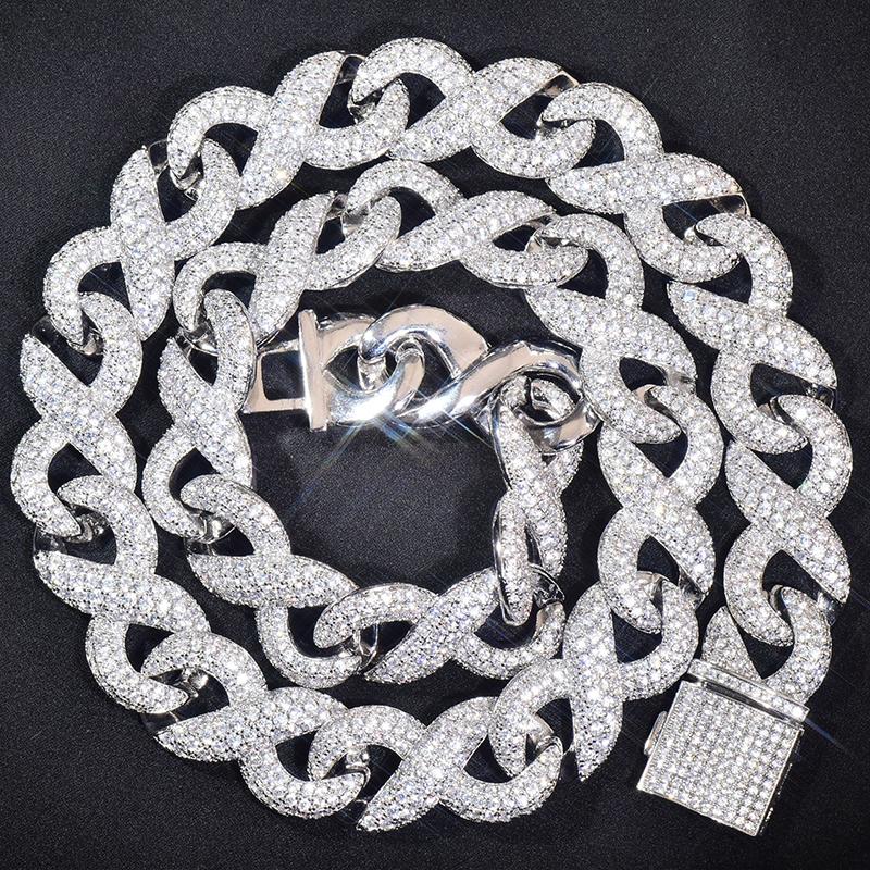 CARÁTIX - 15mm Hip Hop 5A+ CZ Stone Bling Iced Out Infinity Round Cuban Link Chain Necklace for Men Rapper Jewelry Golden Silver Color Valentine's Day Gift for Men & Girls & Boys Mothers' Day Gift #Springtok