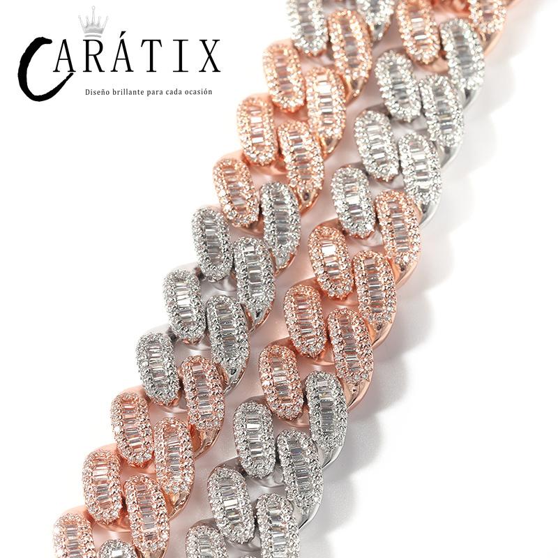 CARÁTIX 15mm Square CZ Cuban Chain | Claw Set Iced Out Hip Hop Necklace for Men (14"-20")