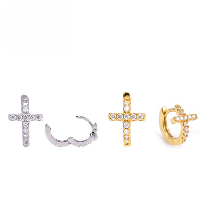 S925 Sterling Silver Moissanite Cross Stud Earrings | D Color VVS1 Bling | Caratix