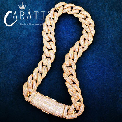 CARÁTIX Hip Hop 20mm Round Cuban Link Chain Necklace – Iced Out CZ Jewelry in Rose Gold & Silver for Men & Women