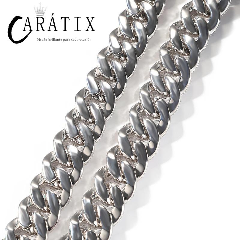 CARÁTIX 20mm Luminous Cuban Link Chain Necklace – Color CZ Iced Out Hip Hop Bling Jewelry for Men | Rapper Gift