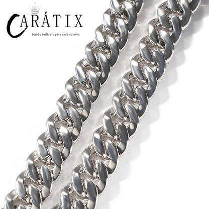 CARÁTIX 20mm Luminous Cuban Link Chain Necklace – Color CZ Iced Out Hip Hop Bling Jewelry for Men | Rapper Gift
