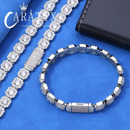 CARÁTIX - 10mm 12mm Men's Tennis Necklace Luxury Cube Zirconia Popular Personalized Women's Cluster Tennis Chain GiftValentine's Day Gift for Men & Girls & Boys Mothers' Day Gift #Springtok