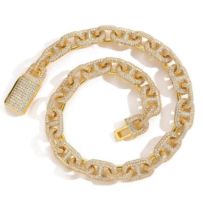 CARÁTIX Pig Nose Link Chain | 5A+ CZ Iced Out Hip Hop Necklace for Men (7"-24")