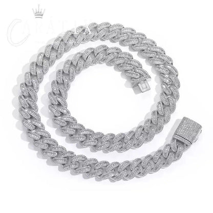 CARÁTIX 15mm White Cuban Link Chain Necklace – Rectangle CZ Iced Out Hip Hop Bling Jewelry for Men & Women | Luxury Gift