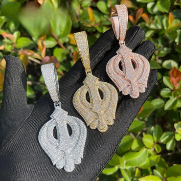 Iced Out Fleur-de-Lis Pendant | Men's Royal Lily Necklace Luxury Hip Hop Bling | Caratix - CaratixJewelry
