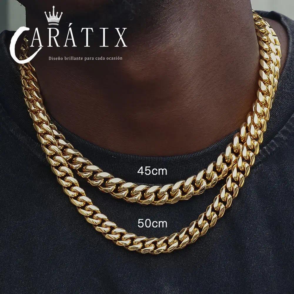 CARÁTIX - 6mm High Polished Golden Color 316L Stainless Steel Curb Cuban Link Chain Necklace Gift For Men Jewelry Valentine's Day Gift for Men & Girls & Boys Mothers' Day Gift #Springtok