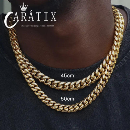 CARÁTIX - 6mm High Polished Golden Color 316L Stainless Steel Curb Cuban Link Chain Necklace Gift For Men Jewelry Valentine's Day Gift for Men & Girls & Boys Mothers' Day Gift #Springtok