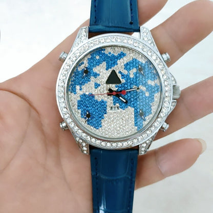 Starburst Moissanite Style Watch Men's Leather Band | Caratix