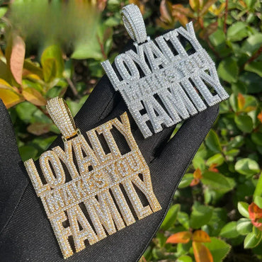 Iced Out "Loyalty Makes You Family" Pendant | Men's Real Copper CZ Necklace - CaratixJewelry