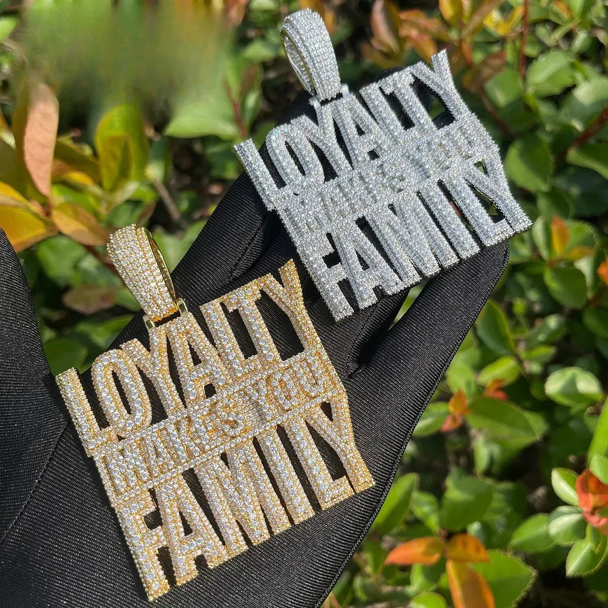 Iced Out "Loyalty Makes You Family" Pendant | Men's Real Copper CZ Necklace - CaratixJewelry