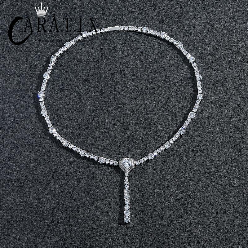 CARÁTIX Heart Tennis Chain | 5A+ CZ Iced Out Hip Hop Choker Necklace for Men & Women