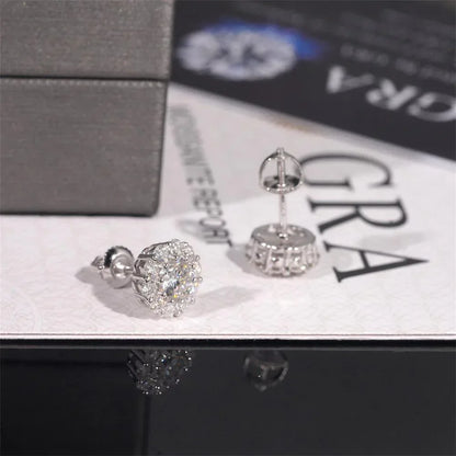 S925 Silver Cross Design Moissanite Hip Hop Hoop Earrings - CaratixJewelry
