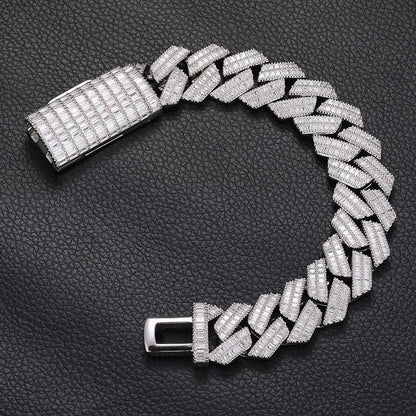 CARÁTIX 20mm Iced Out Cuban Link Chain Necklace – 3A CZ Rhombus Hip Hop Bling Jewelry for Men | Solid Rapper Gift - CaratixJewelry