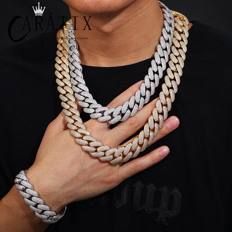 CARÁTIX 20mm 4-Row Cuban Miami Link Chain Necklace – Iced Out CZ Jewelry for Men & Women Hip Hop