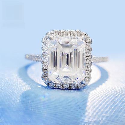 2026 Summer New S925 Silver 3ct Emerald Cut Moissanite Ring | D Color VVS1 | Caratix