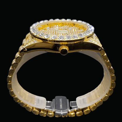 Arabic Numerals Date Iced Out Watch – Luxury Hip Hop Timepiece - CaratixJewelry