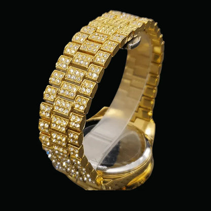 Arabic Numerals Date Iced Out Watch – Luxury Hip Hop Timepiece - CaratixJewelry