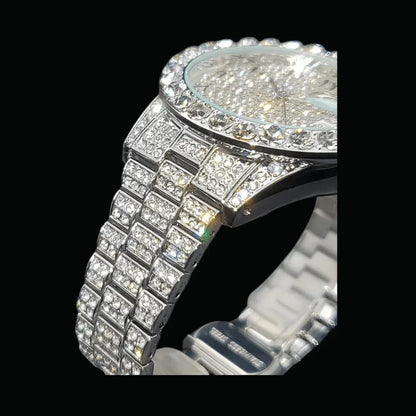 Arabic Numerals Date Iced Out Watch – Luxury Hip Hop Timepiece - CaratixJewelry