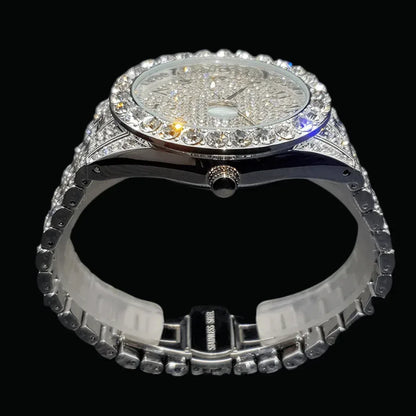 Arabic Numerals Date Iced Out Watch – Luxury Hip Hop Timepiece - CaratixJewelry