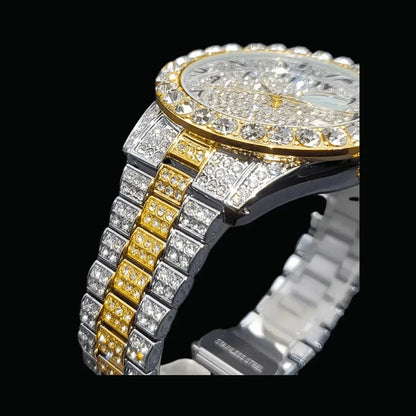 Arabic Numerals Date Iced Out Watch – Luxury Hip Hop Timepiece - CaratixJewelry