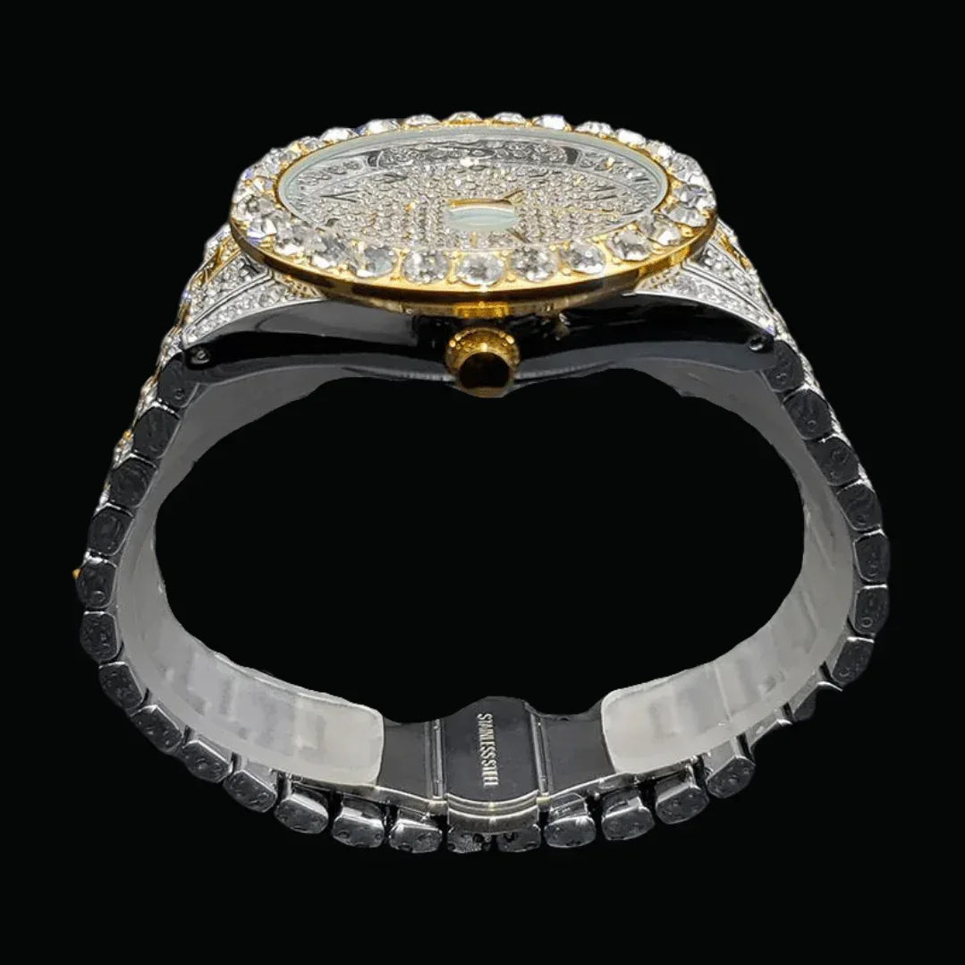 Arabic Numerals Date Iced Out Watch – Luxury Hip Hop Timepiece - CaratixJewelry