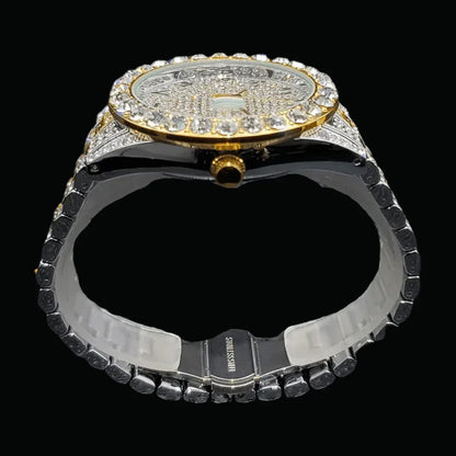 Arabic Numerals Date Iced Out Watch – Luxury Hip Hop Timepiece - CaratixJewelry