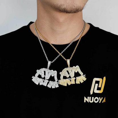 ATM Custom Letter Pendant Necklace – Iced Out Initial Necklace, Retro Hip Hop Zircon Jewelry - CaratixJewelry