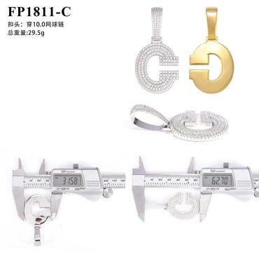 A–Z Letter Pendant – 925 Sterling Silver Moissanite Hip Hop Charm Fits 15mm Cuban Link Chain - CaratixJewelry