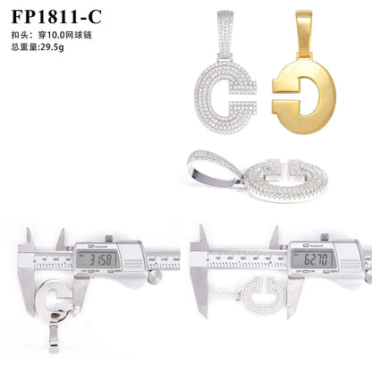 A–Z Letter Pendant – 925 Sterling Silver Moissanite Hip Hop Charm Fits 15mm Cuban Link Chain - CaratixJewelry
