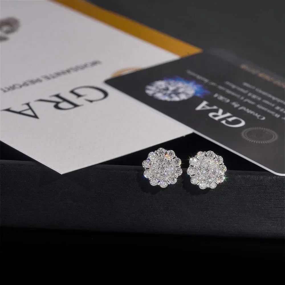 925 Silver Flower Shape Moissanite Stud Earrings - CaratixJewelry