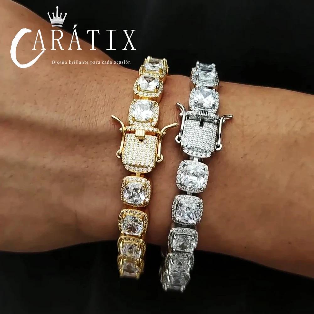 CARÁTIX - New 10mm Cluster Tennis Chain Bracelets Bling Girls Crystal Sugar Zirconia Jewelry Bracelet for Women Valentine's Day Gift for Men & Girls & Boys Mothers' Day Gift #Springtok