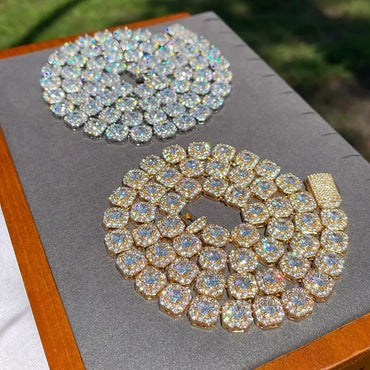 9MM Square Clustered Tennis Iced Out Necklace Chain – Luxury Hip Hop Jewelry for Men & Women - CaratixJewelry