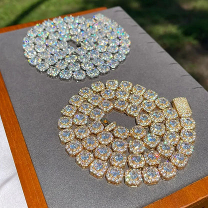 9MM Square Clustered Tennis Iced Out Necklace Chain – Luxury Hip Hop Jewelry for Men & Women - CaratixJewelry