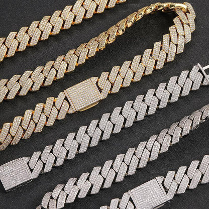 CARÁTIX 20mm 3-Row Rhombus Cuban Chain - CaratixJewelry