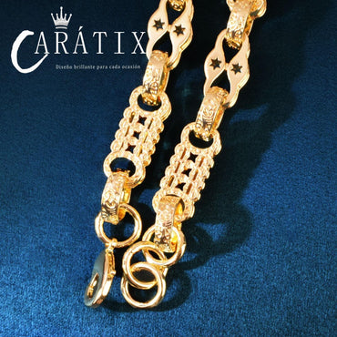 CARÁTIX 10mm Coin Chain Necklace – Gold Plated Hip Hop Bling Jewelry for Men | Creative Chino Link Design