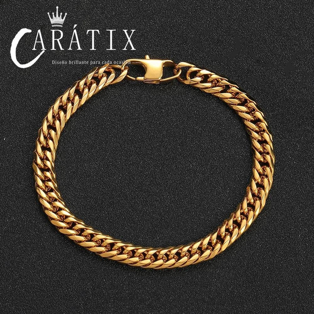 CARÁTIX - High Polish Hip Hop Jewelry PVD Plated Stainless Steel Cuban Chain Necklace Miami Men 7mm 9mm Cuban Link Chain Valentine's Day Gift for Men & Girls & Boys Mothers' Day Gift #Springtok